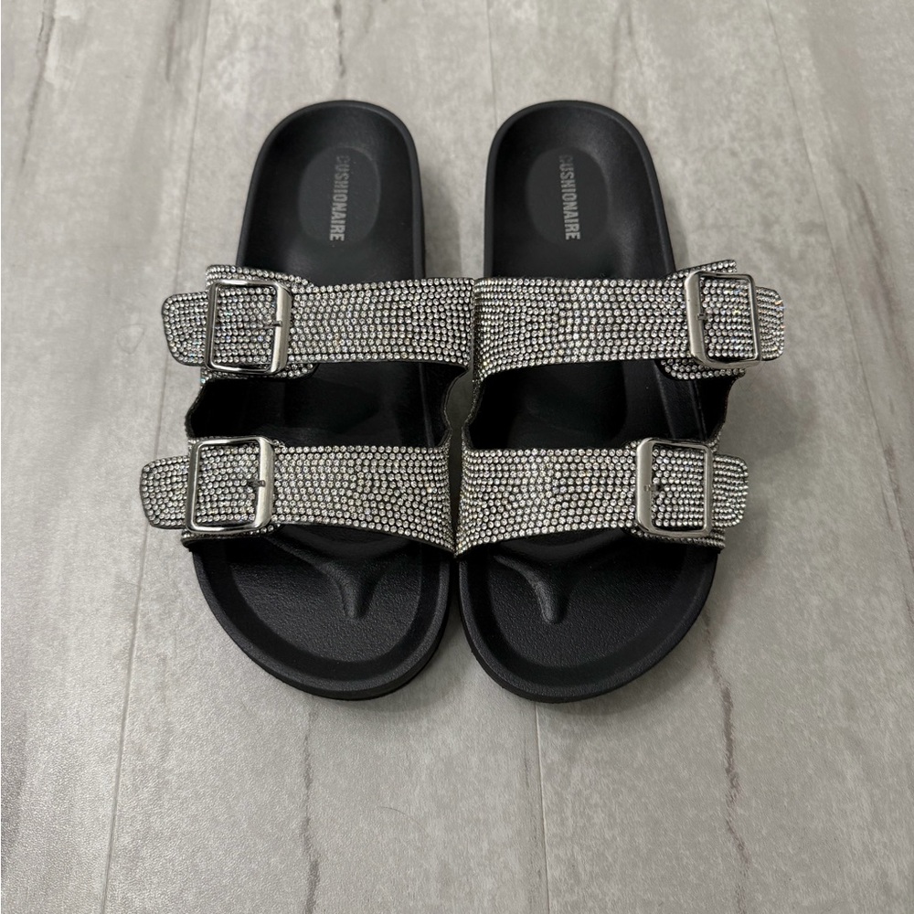 Women's Black Sandals with Silver Accents